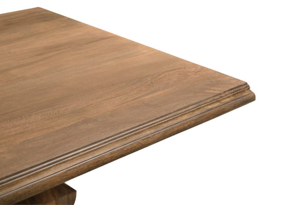 HomeRoots 75" Brown Solid Wood Double Pedestal Dining Table - Elegant Mango Wood Design for Timeless Gatherings 554332