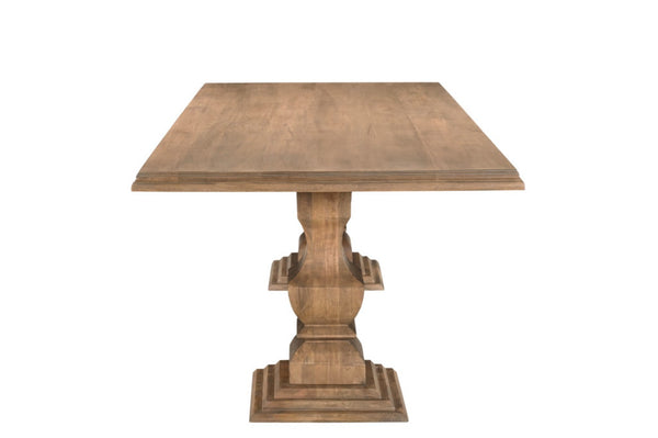 HomeRoots 75" Brown Solid Wood Double Pedestal Dining Table - Elegant Mango Wood Design for Timeless Gatherings 554332