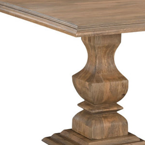 HomeRoots 75" Brown Solid Wood Double Pedestal Dining Table - Elegant Mango Wood Design for Timeless Gatherings 554332