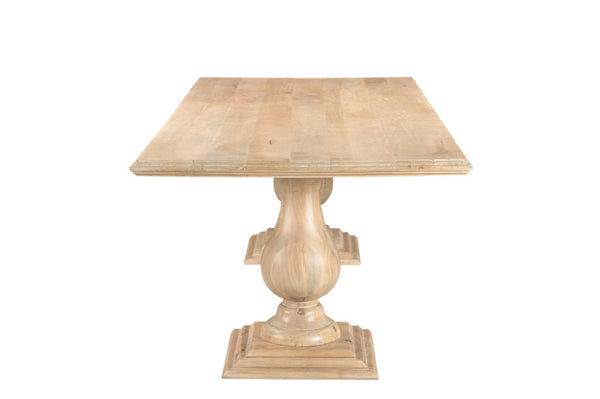 HomeRoots 96" Natural Wood Double Pedestal Base Dining Table - Rustic Charm for Dining, Work & Entertaining! 554335