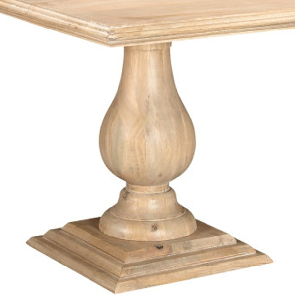 HomeRoots 96" Natural Wood Double Pedestal Base Dining Table - Rustic Charm for Dining, Work & Entertaining! 554335