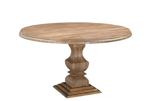 HomeRoots 54" Round Solid Wood Dining Table with Faceted Pedestal Base for Rustic Elegance and Comfort 554336