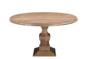HomeRoots 54" Round Solid Wood Dining Table with Faceted Pedestal Base for Rustic Elegance and Comfort 554336