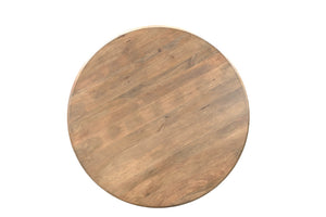 HomeRoots 54" Round Solid Wood Dining Table with Faceted Pedestal Base for Rustic Elegance and Comfort 554336
