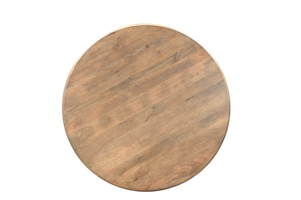 HomeRoots 54" Round Solid Wood Dining Table with Faceted Pedestal Base for Rustic Elegance and Comfort 554336