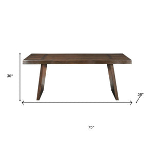 HomeRoots 75" Dark Brown Live Edge Acacia Wood Dining Table - Rustic Elegance for Modern Homes & Gatherings 554337