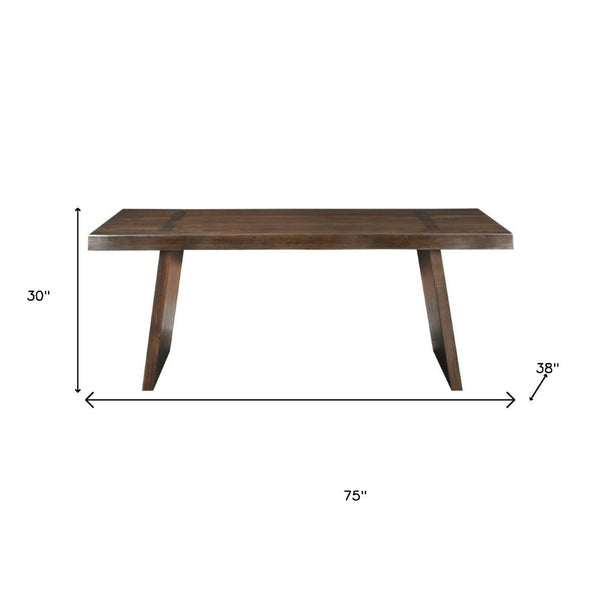 HomeRoots 75" Dark Brown Live Edge Acacia Wood Dining Table - Rustic Elegance for Modern Homes & Gatherings 554337