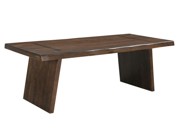 HomeRoots 86" Dark Brown Live Edge Dining Table – Artisanal Acacia Wood, Seats 8, Perfect for Home or Office Gatherings 554338