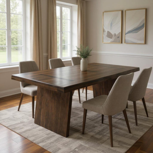 HomeRoots 86" Dark Brown Live Edge Dining Table – Artisanal Acacia Wood, Seats 8, Perfect for Home or Office Gatherings 554338