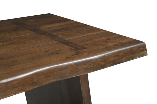 HomeRoots 86" Dark Brown Live Edge Dining Table – Artisanal Acacia Wood, Seats 8, Perfect for Home or Office Gatherings 554338