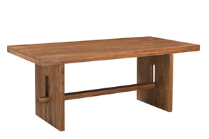 HomeRoots 75" Brown Solid Wood Trestle Dining Table - Timeless, Durable Design for Modern and Classic Interiors 554339