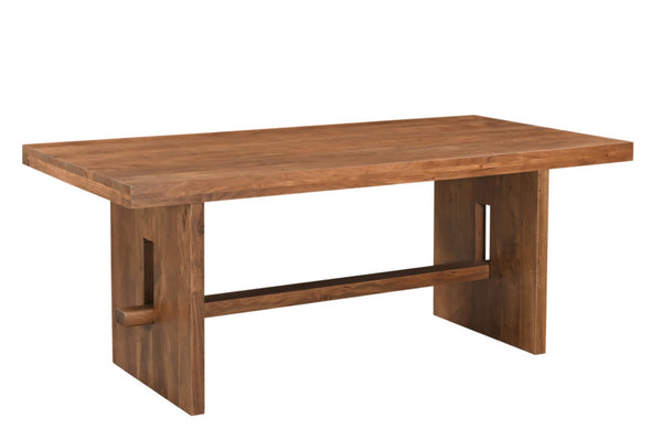 HomeRoots 75" Brown Solid Wood Trestle Dining Table - Timeless, Durable Design for Modern and Classic Interiors 554339