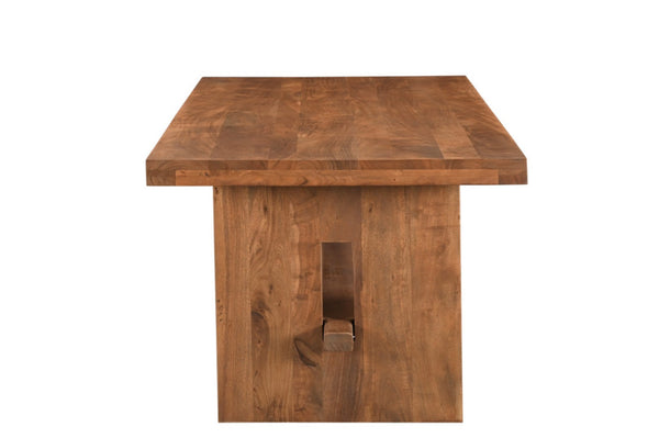 HomeRoots 75" Brown Solid Wood Trestle Dining Table - Timeless, Durable Design for Modern and Classic Interiors 554339