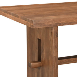 HomeRoots 75" Brown Solid Wood Trestle Dining Table - Timeless, Durable Design for Modern and Classic Interiors 554339