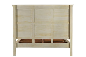 Homeroots Beige Carved Floral Distressed Solid Wood King Bed Frame  Solid Wood 554346