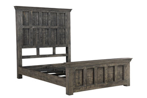Homeroots Brown Carved Geometric Distressed Solid Wood Queen Bed Frame  Solid Wood 554347