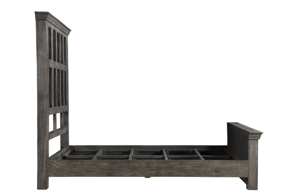 HomeRoots Brown Handcrafted Geometric Solid Wood Queen Bed Frame – Rustic Charm & Lasting Durability for Your Home 554347