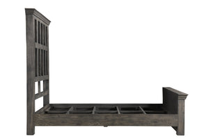 Homeroots Brown Carved Geometric Distressed Solid Wood Queen Bed Frame  Solid Wood 554347