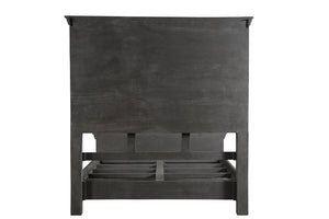 Homeroots Brown Carved Geometric Distressed Solid Wood Queen Bed Frame  Solid Wood 554347