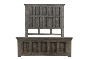 HomeRoots Brown Handcrafted Geometric Solid Wood Queen Bed Frame – Rustic Charm & Lasting Durability for Your Home 554347