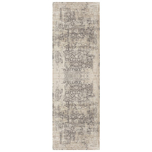 HomeRoots 7' Gray Floral Runner Rug - Elegant Design for Hallways and Kitchens, Soft, Durable, Noise-Reducing 2' x 7' 554354