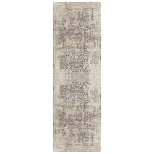 HomeRoots 7' Gray Floral Runner Rug - Elegant Design for Hallways and Kitchens, Soft, Durable, Noise-Reducing 2' x 7' 554354