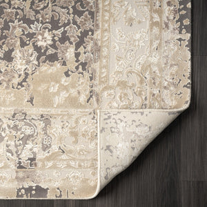 HomeRoots 7' Gray Floral Runner Rug - Elegant Design for Hallways and Kitchens, Soft, Durable, Noise-Reducing 2' x 7' 554354