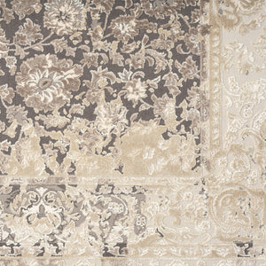 HomeRoots 7' Gray Floral Runner Rug - Elegant Design for Hallways and Kitchens, Soft, Durable, Noise-Reducing 2' x 7' 554354