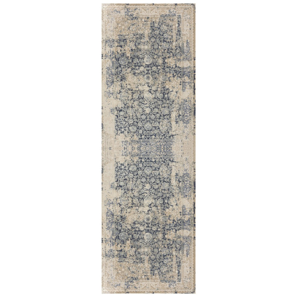 HomeRoots 7' Gray Floral Runner Rug - Elegant Design for Hallways and Kitchens, Soft, Durable, Noise-Reducing 2' x 7' 554360