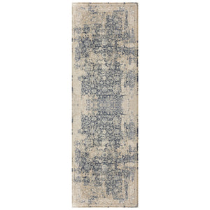HomeRoots 7' Gray Floral Runner Rug - Elegant Design for Hallways and Kitchens, Soft, Durable, Noise-Reducing 2' x 7' 554360