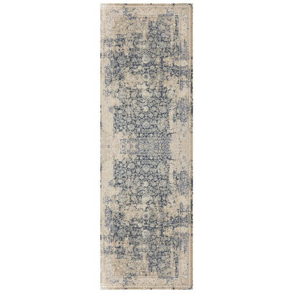 HomeRoots 7' Gray Floral Runner Rug - Elegant Design for Hallways and Kitchens, Soft, Durable, Noise-Reducing 2' x 7' 554360