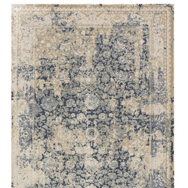 HomeRoots 7' Gray Floral Runner Rug - Elegant Design for Hallways and Kitchens, Soft, Durable, Noise-Reducing 2' x 7' 554360