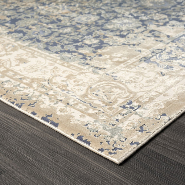 HomeRoots 7' Gray Floral Runner Rug - Elegant Design for Hallways and Kitchens, Soft, Durable, Noise-Reducing 2' x 7' 554360