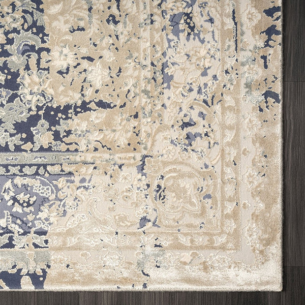 HomeRoots 7' Gray Floral Runner Rug - Elegant Design for Hallways and Kitchens, Soft, Durable, Noise-Reducing 2' x 7' 554360