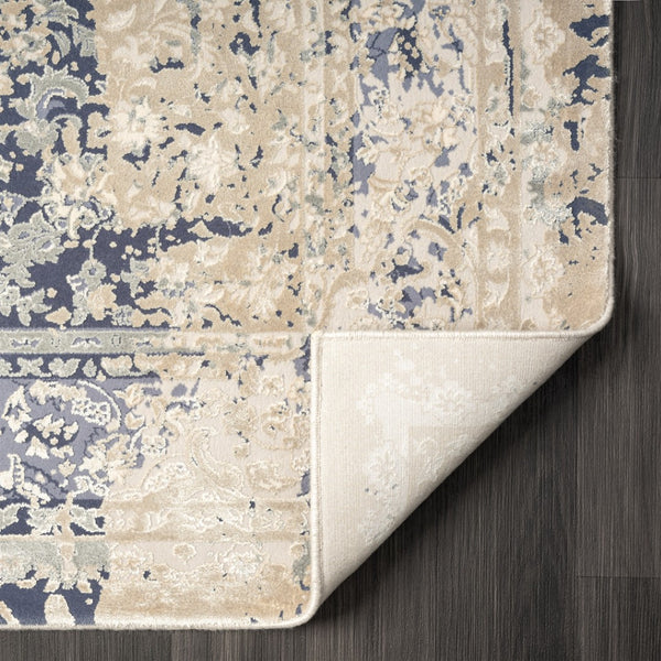 HomeRoots 7' Gray Floral Runner Rug - Elegant Design for Hallways and Kitchens, Soft, Durable, Noise-Reducing 2' x 7' 554360