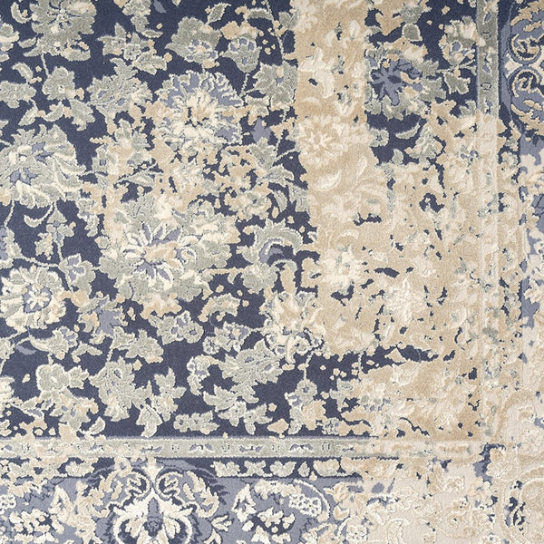 HomeRoots 7' Gray Floral Runner Rug - Elegant Design for Hallways and Kitchens, Soft, Durable, Noise-Reducing 2' x 7' 554360