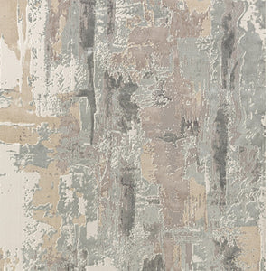 Homeroots 7' Runner Gray And Beige Abstract Runner Rug Beige Viscose 554366