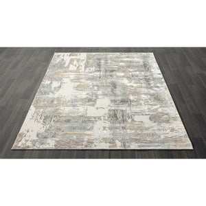 Homeroots 5' X 8' Gray And Beige Abstract Area Rug Beige Viscose 554368
