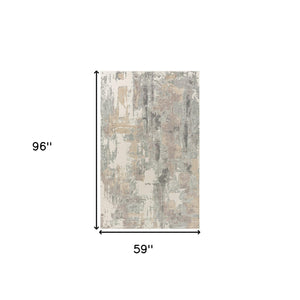 Homeroots 5' X 8' Gray And Beige Abstract Area Rug Beige Viscose 554368