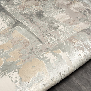 Homeroots 8' X 10' Gray And Beige Abstract Area Rug Beige Viscose 554369