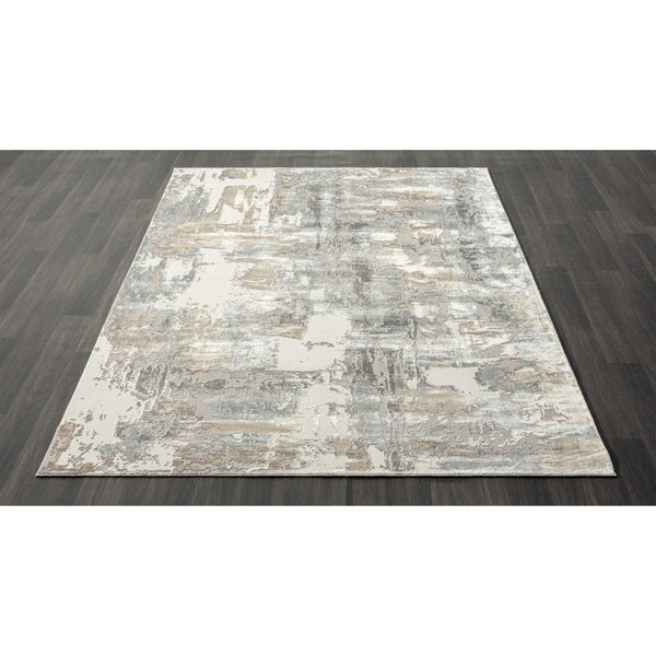 Homeroots 8' X 10' Gray And Beige Abstract Area Rug Beige Viscose 554369