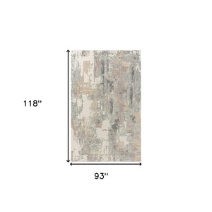 Homeroots 8' X 10' Gray And Beige Abstract Area Rug Beige Viscose 554369