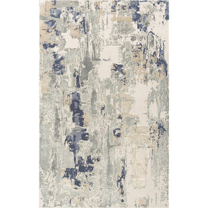 Homeroots 2' X 3' Blue And Beige Abstract Area Rug Blue Viscose 554371