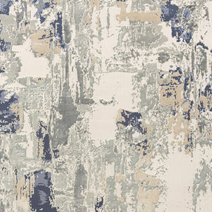 Homeroots 7' Runner Blue And Beige Abstract Runner Rug Blue Viscose 554372