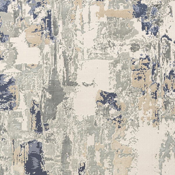 Homeroots 7' Runner Blue And Beige Abstract Runner Rug Blue Viscose 554372