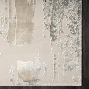 Homeroots 7' Runner Blue And Beige Abstract Runner Rug Blue Viscose 554372