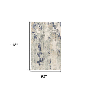 Homeroots 8' X 10' Blue And Beige Abstract Area Rug Blue Viscose 554375