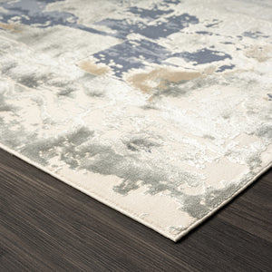 Homeroots 10' X 14' Blue And Beige Abstract Area Rug Blue Viscose 554376
