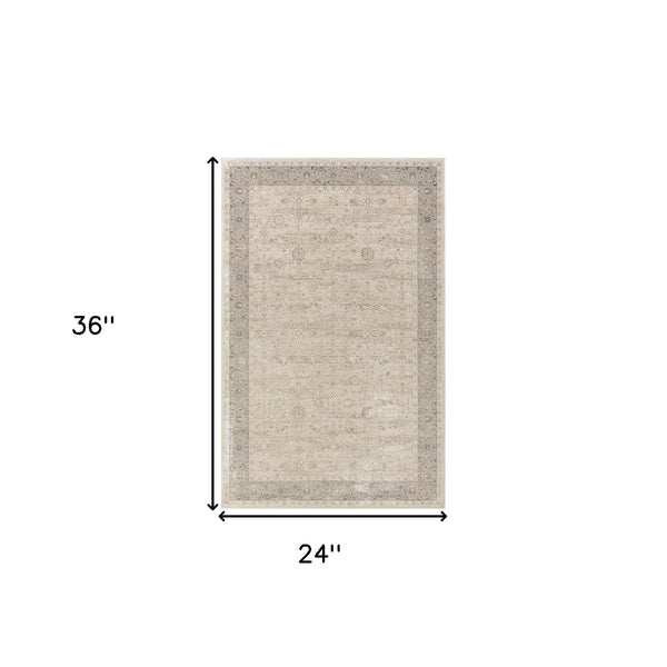 Homeroots 2' X 3' Beige Floral Area Rug  Viscose 554377