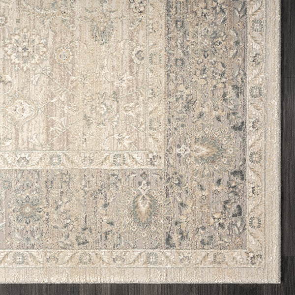 Homeroots 7' Runner Beige Floral Runner Rug  Viscose 554378